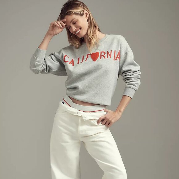 Mayfield x Anthropologie Graphic Sweatshirt LIGHT GREY - Picture 1 of 4